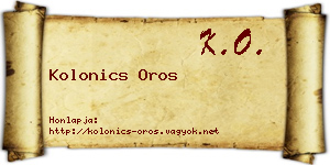 Kolonics Oros névjegykártya